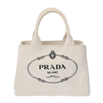 プラダ カナパトート 2WAY ホワイト 1BG439 キャンバス レディース バッグ 【中古】【bag】