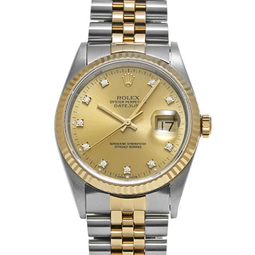 ロレックス デイトジャスト 16233G シャンパン/ダイヤモンド メンズ 時計 【中古】【wristwatch】