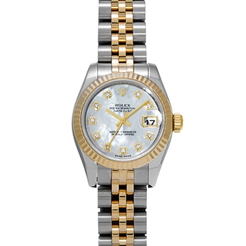 ロレックス デイトジャスト 179173NG ホワイトシェル/ダイヤモンド レディース 時計 【中古】【wristwatch】