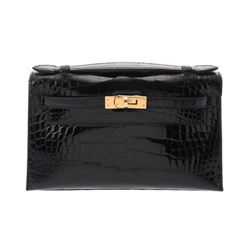 エルメス ポシェットケリー ブラック アリゲーターリセ レディース バッグ 【未使用】【bag】