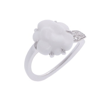 シャネル カメリアリング #50 シルバー K18ホワイトゴールド WG レディース ジュエリー 【中古】【jewelry】