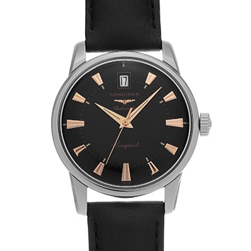 ロンジン コンクエスト ヘリテージ L1.611.4.52.2 ブラック メンズ 時計 【新品】【wristwatch】