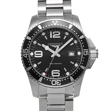 ロンジン ハイドロコンクエスト クォーツ L3.840.4.56.6 ブラック メンズ 時計 【新品】【wristwatch】