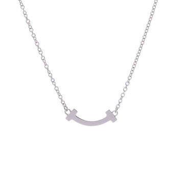 ティファニー Tスマイル ネックレス ミニ シルバー K18ホワイトゴールド WG レディース ジュエリー 【中古】【jewelry】