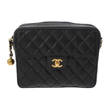 シャネル チェーンショルダー ブラック キャビアスキン レディース バッグ 【中古】【bag】