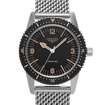 ロンジン ヘリテージ スキンダイバー L2.822.4.56.6 ブラック メンズ 時計 【中古】【wristwatch】