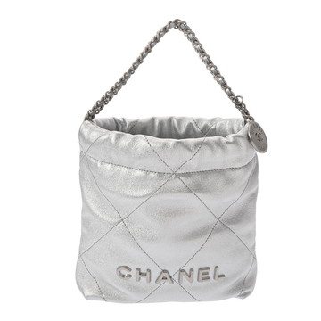 シャネル ミニ ハンドバッグ CHANEL22 シルバー AS3980 シャイニーカーフスキン レディース バッグ 【中古】【bag】