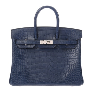 エルメス バーキン 25 ブルーサフィール アリゲーターマット レディース バッグ 【中古】【bag】
