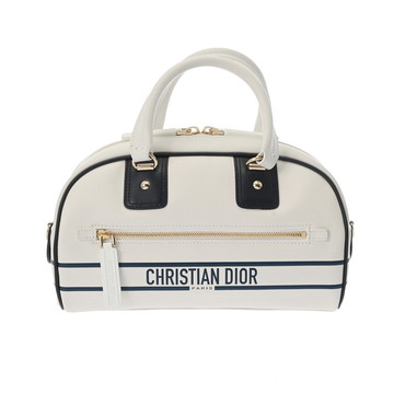 ディオール ヴァイブ スモール ボウリングバッグ ホワイト M6209OOBR_M933 レザー レディース バッグ 【中古】【bag】