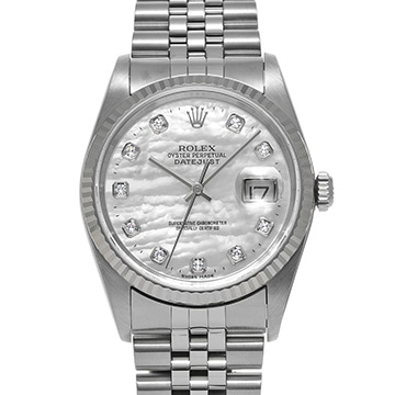 ロレックス デイトジャスト 16234NG ホワイトシェル/ダイヤモンド メンズ 時計 【中古】【wristwatch】