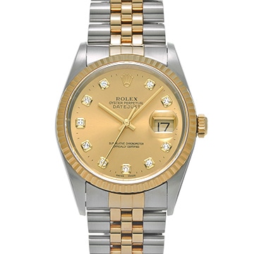 ロレックス デイトジャスト 16233G シャンパン/ダイヤモンド メンズ 時計 【中古】【wristwatch】