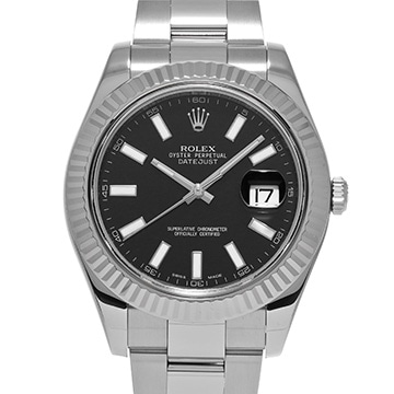 ロレックス デイトジャストII 116334 ブラック メンズ 時計 【中古】【wristwatch】
