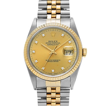 ロレックス デイトジャスト 16233G シャンパン/ダイヤモンド メンズ 時計 【中古】【wristwatch】