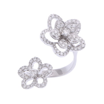 グラフ ワイルドフラワー ダブル リング シルバー RGR842 K18ホワイトゴールド WG レディース ジュエリー 【中古】【jewelry】