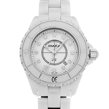 シャネル J12 33MM H1628 ホワイト/ダイヤモンド レディース 時計 【中古】【wristwatch】