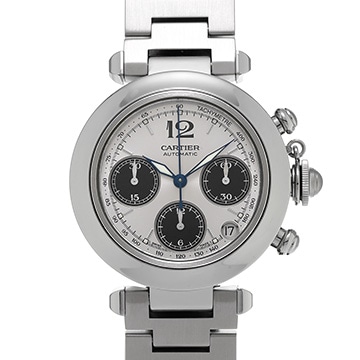 カルティエ パシャC クロノグラフ W31048M7 シルバー/ブラック メンズ 時計 【中古】【wristwatch】