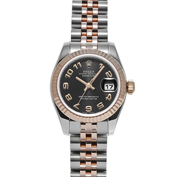ロレックス デイトジャスト 179171 ブラックコンセントリック レディース 時計 【中古】【wristwatch】