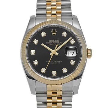 ロレックス デイトジャスト 116233G ブラック/ダイヤモンド メンズ 時計 【中古】【wristwatch】
