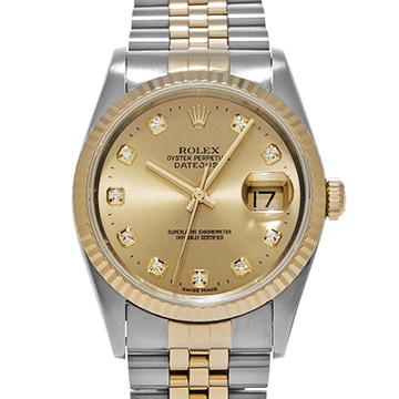 ロレックス デイトジャスト 16233G シャンパン/ダイヤモンド メンズ 時計 【中古】【wristwatch】
