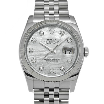 ロレックス デイトジャスト 36 116234NG ホワイトシェル/ダイヤモンド メンズ 時計 【中古】【wristwatch】