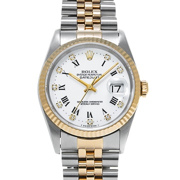 ロレックス デイトジャスト 16233G ホワイト/ダイヤモンド メンズ 時計 【中古】【wristwatch】