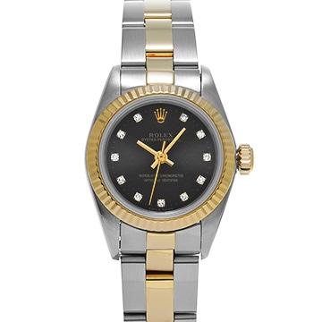 ロレックス オイスターパーペチュアル 67193G ブラック/ダイヤモンド レディース 時計 【中古】【wristwatch】