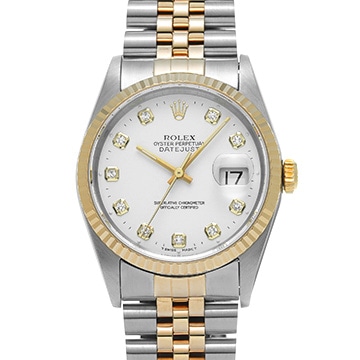 ロレックス デイトジャスト 16233G ホワイト/ダイヤモンド メンズ 時計 【中古】【wristwatch】