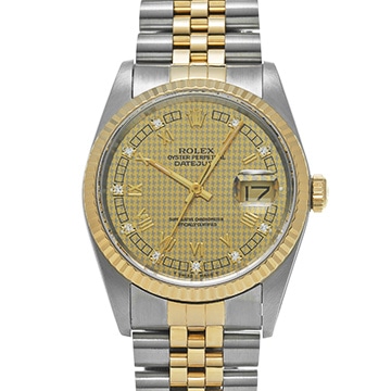 ロレックス デイトジャスト 16233G シャンパンハウンズトゥース/ダイヤモンド メンズ 時計 【中古】【wristwatch】