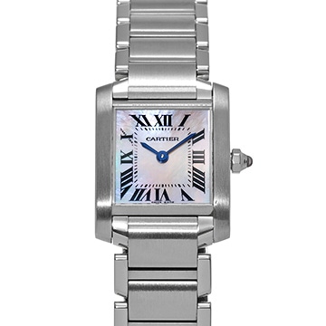 カルティエ タンク フランセーズ SM W51028Q3 ピンクシェル レディース 時計 【中古】【wristwatch】