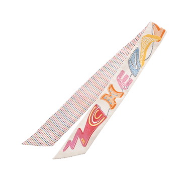 エルメス ツイリー KANTHA CHEVALOSCOPE NEON マルチカラー/ホワイト 853954S シルク100％ レディース 【新品】【other】