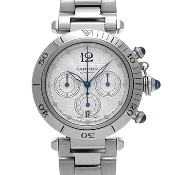 カルティエ パシャ ドゥ カルティエ クロノグラフ 38mm W31030H3 シルバー メンズ 時計 【中古】【wristwatch】