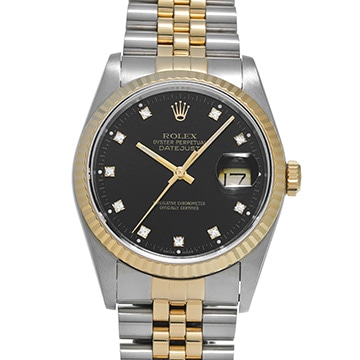 ロレックス デイトジャスト 16233G ブラック/ダイヤモンド メンズ 時計 【中古】【wristwatch】