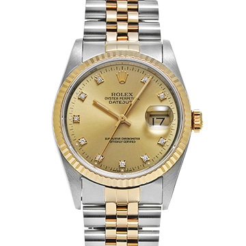 ロレックス デイトジャスト 16233G シャンパン/ダイヤモンド メンズ 時計 【中古】【wristwatch】