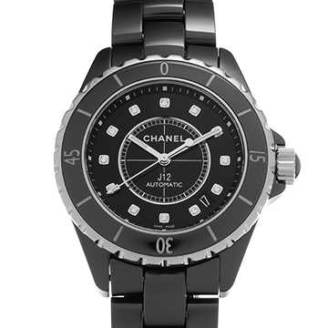 シャネル J12 38MM H1626 ブラックラッカー/ダイヤモンド メンズ 時計 【中古】【wristwatch】