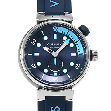 ルイ ヴィトン タンブール ストリート ダイバー スカイラインブルー QA121Z ネイビー メンズ 時計 【中古】【wristwatch】