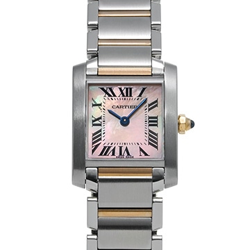 カルティエ タンクフランセーズ SM W51027Q4 ピンクシェル レディース 時計 【中古】【wristwatch】