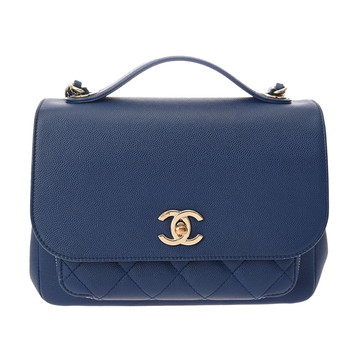 シャネル ビジネス アフィニティ ブルー A93749 キャビアスキン レディース バッグ 【中古】【bag】