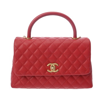 シャネル マトラッセ ココハンドルS レッド A92991 キャビアスキン レディース バッグ 【中古】【bag】
