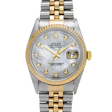 ロレックス デイトジャスト 16233NG ホワイトシェル/ダイヤモンド メンズ 時計 【中古】【wristwatch】