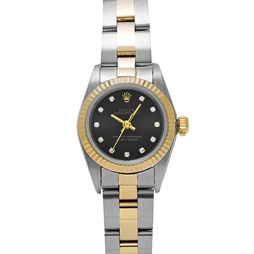 ロレックス オイスターパーペチュアル 67193G ブラック/ダイヤモンド レディース 時計 【中古】【wristwatch】