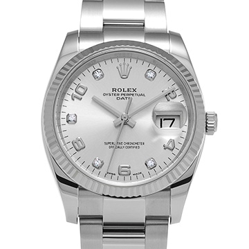 ロレックス オイスターパーペチュアル デイト 34 115234G シルバー/ダイヤモンド メンズ 時計 【中古】【wristwatch】