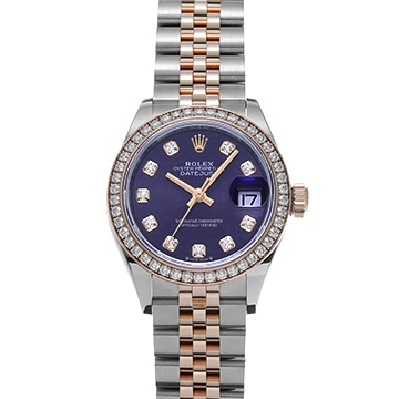 ロレックス レディ デイトジャスト 28 279381RBR オーベルジーヌ/ダイヤモンド レディース 時計 【中古】【wristwatch】