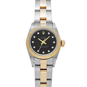 ロレックス オイスターパーペチュアル 67193G ブラック/ダイヤモンド レディース 時計 【中古】【wristwatch】