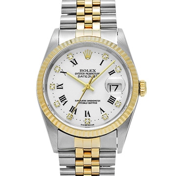 ロレックス デイトジャスト 16233G ホワイト/ダイヤモンド メンズ 時計 【中古】【wristwatch】