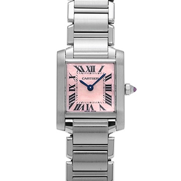 カルティエ タンク フランセーズ SM W51028Q3 ピンクシェル レディース 時計 【中古】【wristwatch】
