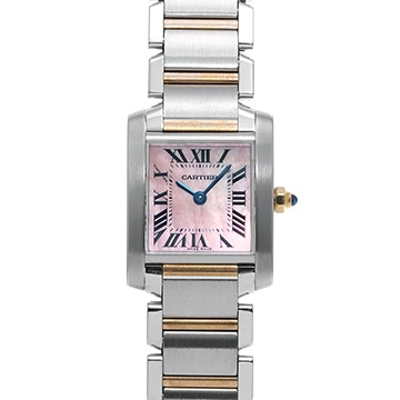 カルティエ タンクフランセーズ SM W51027Q4 ピンクシェル レディース 時計 【中古】【wristwatch】
