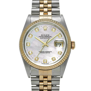 ロレックス デイトジャスト 16233NG ホワイトシェル/ダイヤモンド メンズ 時計 【中古】【wristwatch】
