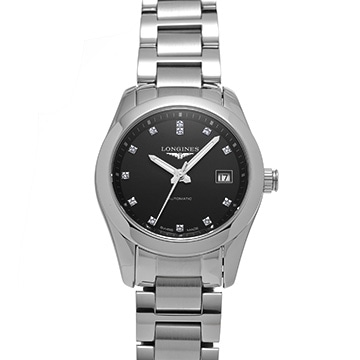 ロンジン コンクエスト クラシック L2.285.4.58.6 ブラック/ダイヤモンド ユニセックス 時計 【中古】【wristwatch】