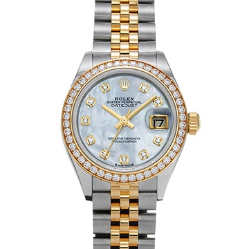 ロレックス レディ デイトジャスト 28 279383RBR ホワイトシェル/ダイヤモンド レディース 時計 【中古】【wristwatch】
