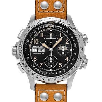 ハミルトン カーキ アビエーション X ウインド デイデイト オート クロノ H77796535 ブラック メンズ 時計 【中古】【wristwatch】